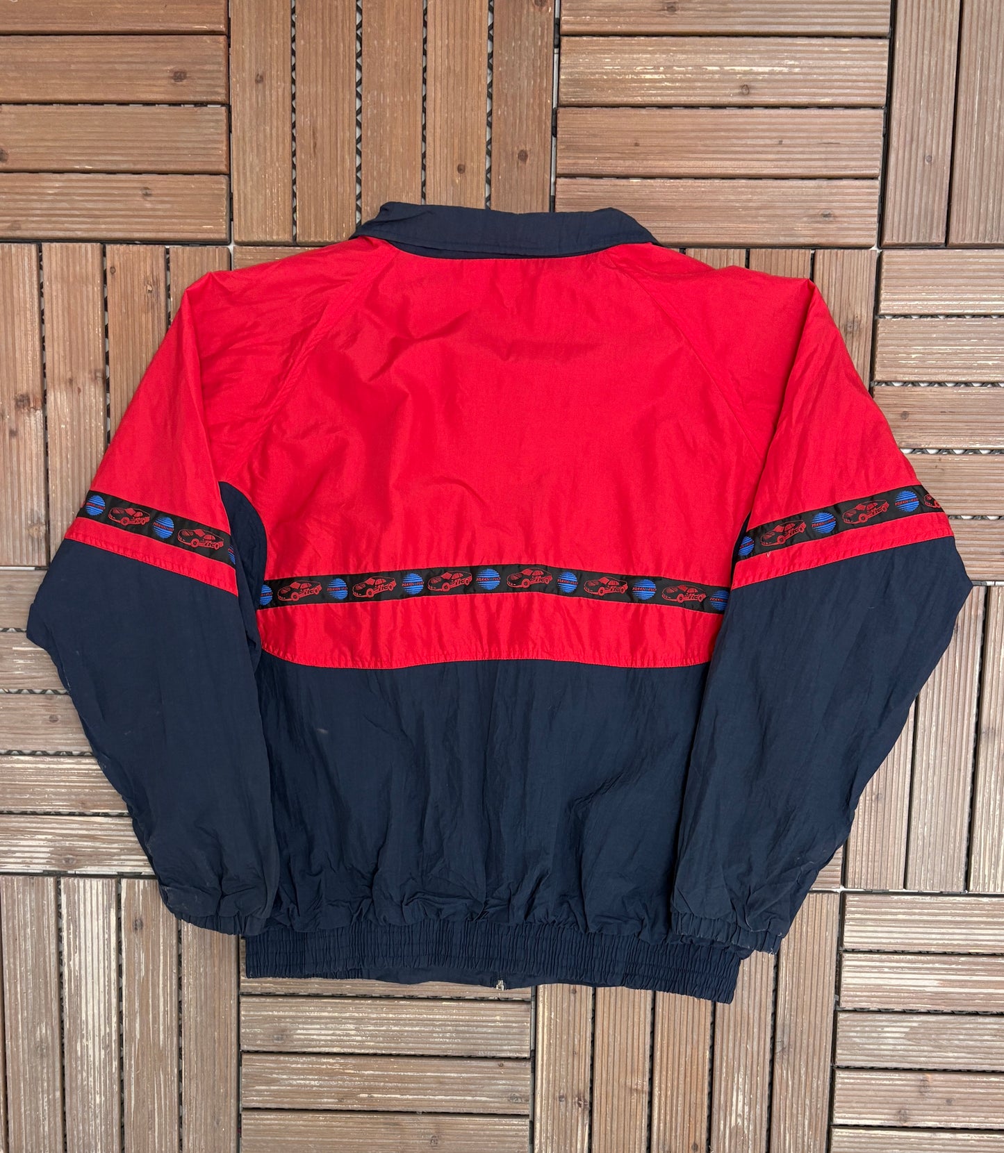 Kleen-Flo Racing Embroidered Graphic Windbreaker | Size X-Large | Vintage 2000s Red Windbreaker Coat |