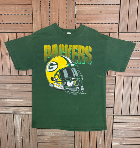 Green Bay Packers Graphic Tee | Size X-Large | Vintage 1990s NFL Football Green T-Shirt |