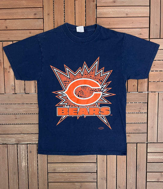 Chicago Bears Graphic Tee | Size Large | Vintage 1990s NFL Football Blue T-Shirt |