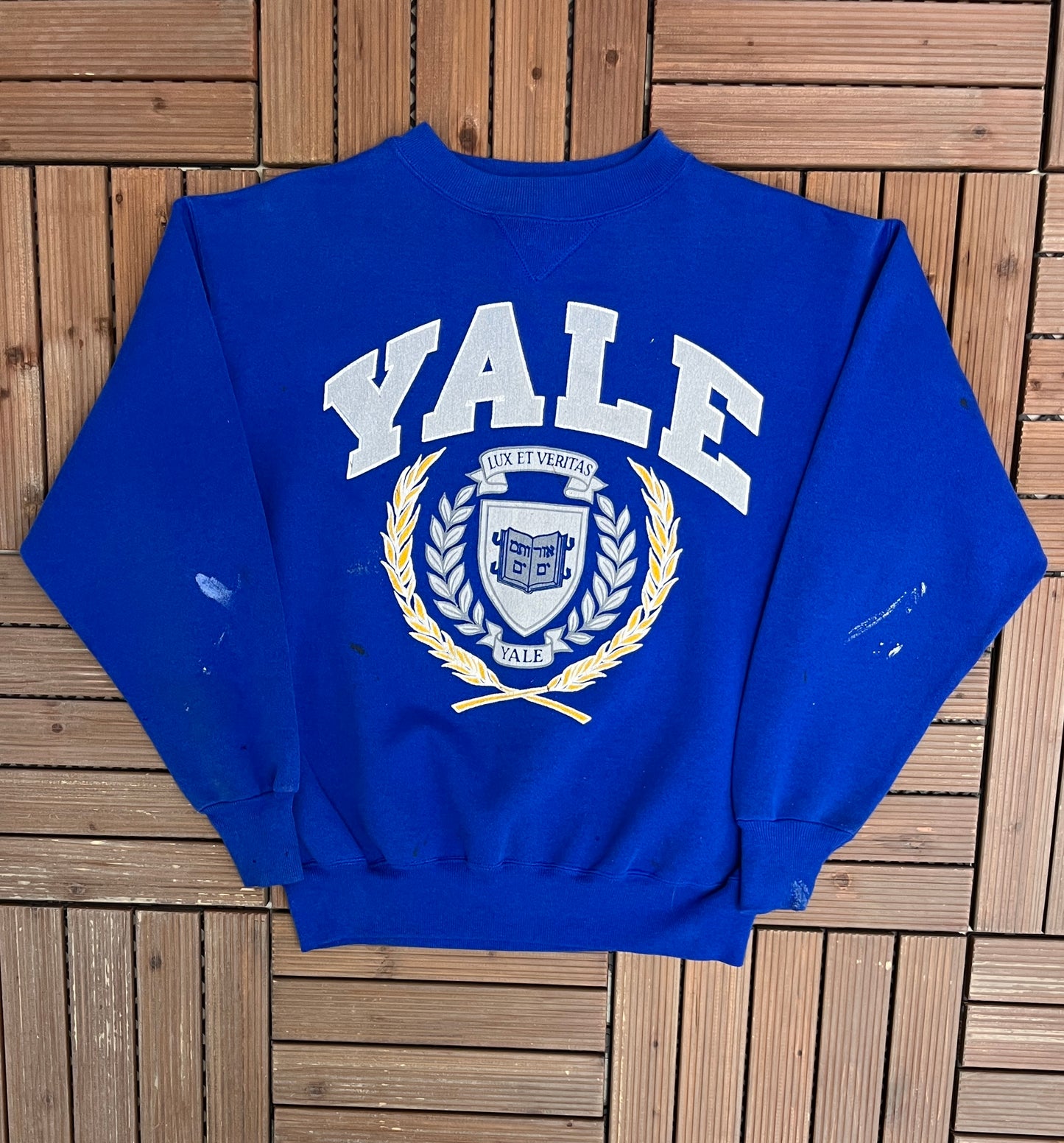 Yale Bulldogs Graphic Crewneck | Size Medium | Vintage 1990s College Blue Sweater |