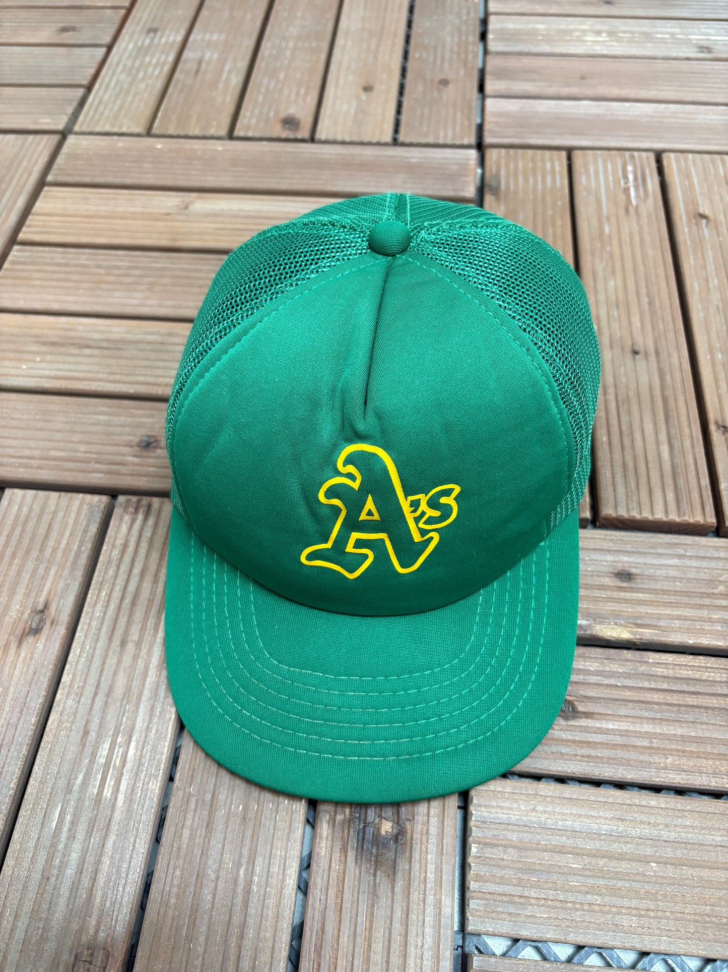 Oakland Athletics Graphic Hat | Snap Back | Vintage 1990s MLB Baseball Green Cap |
