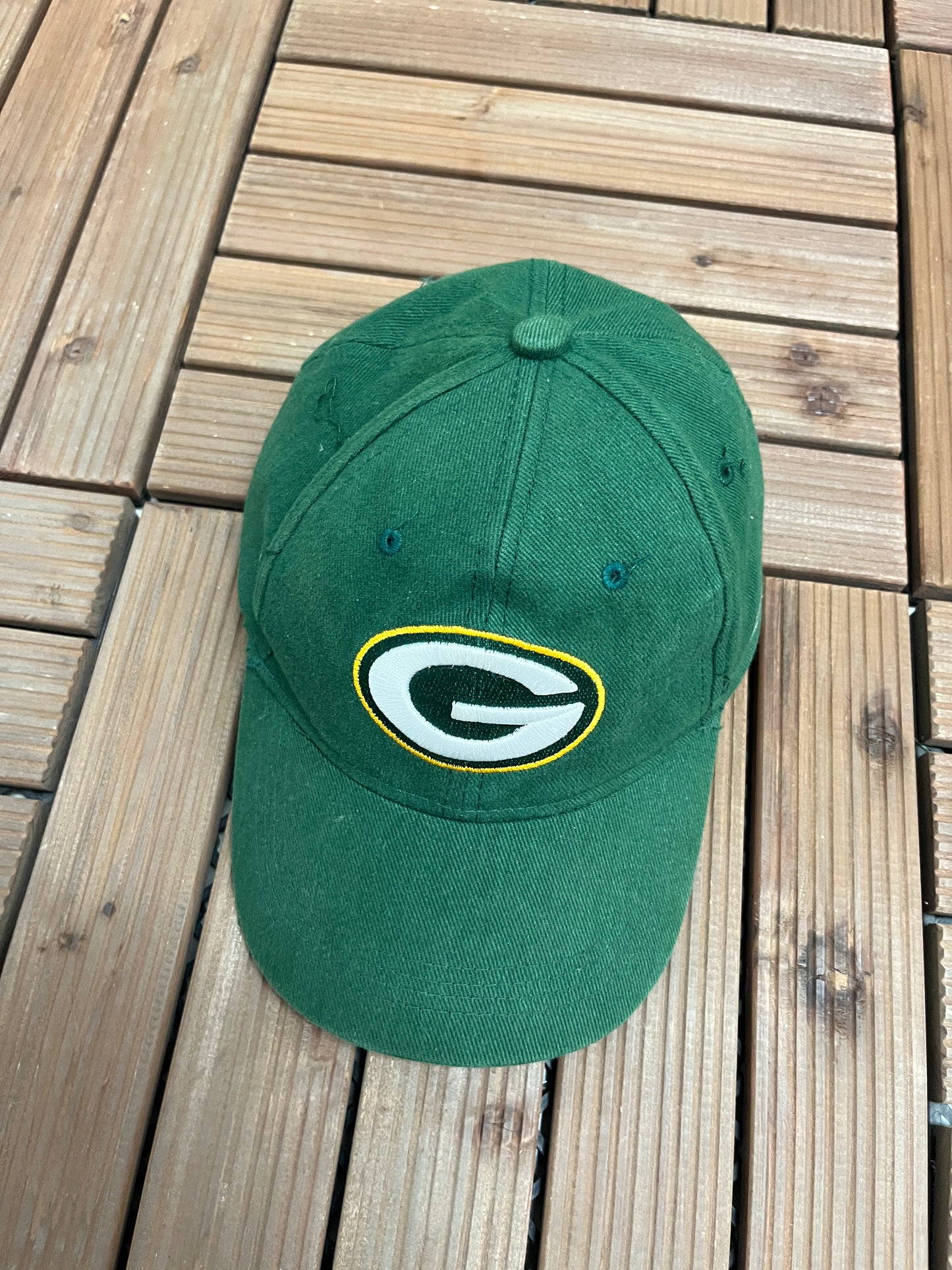 Green Bay Packers Embroidered Graphic Hat | Youth Strap Back | Vintage 2000s NFL Football Green Cap |