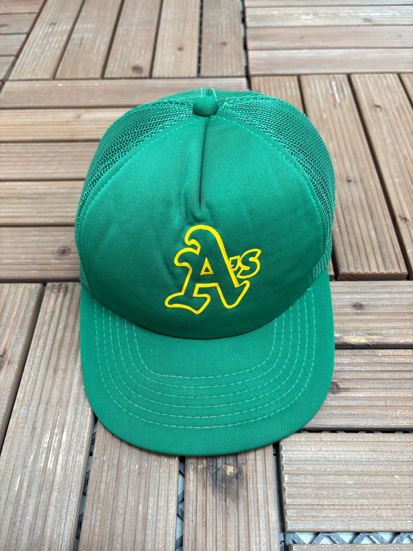 Oakland Athletics Graphic Hat | Snap Back | Vintage 1990s MLB Baseball Green Cap |