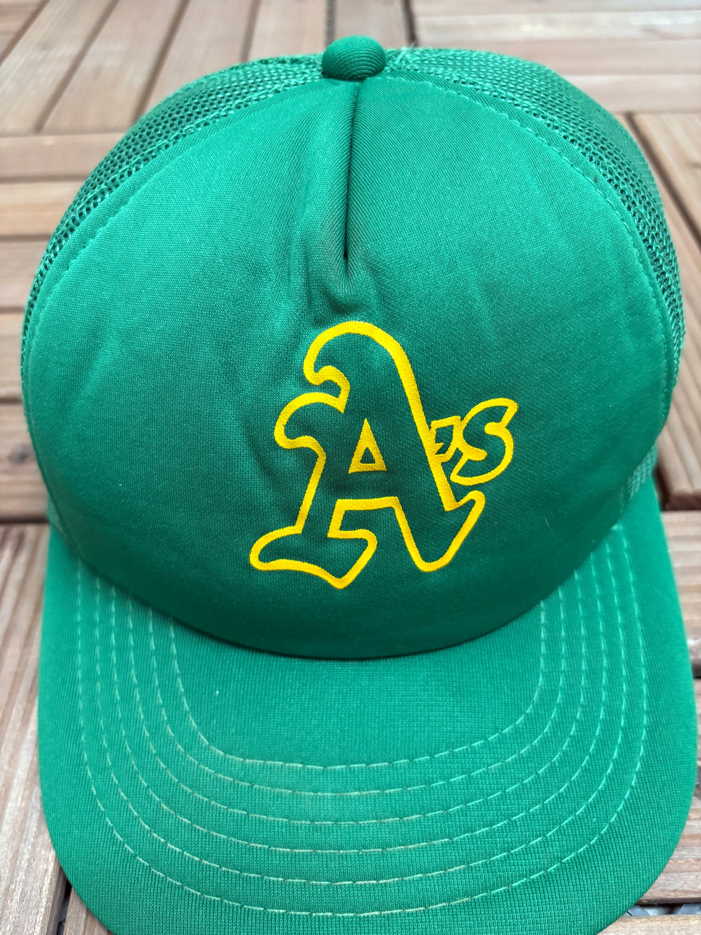 Oakland Athletics Graphic Hat | Snap Back | Vintage 1990s MLB Baseball Green Cap |