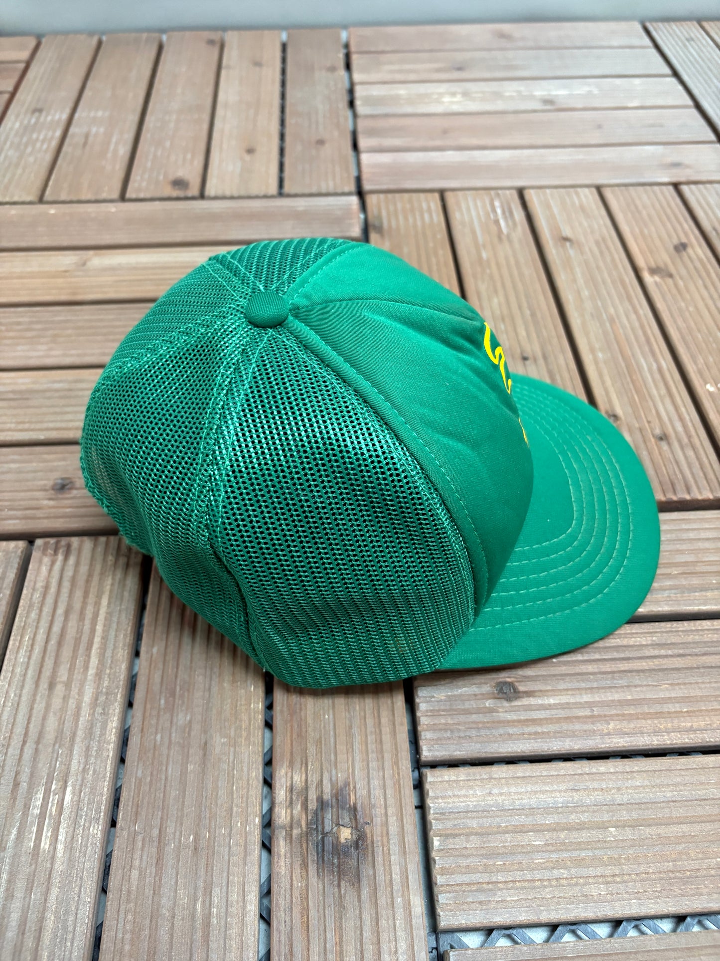 Oakland Athletics Graphic Hat | Snap Back | Vintage 1990s MLB Baseball Green Cap |