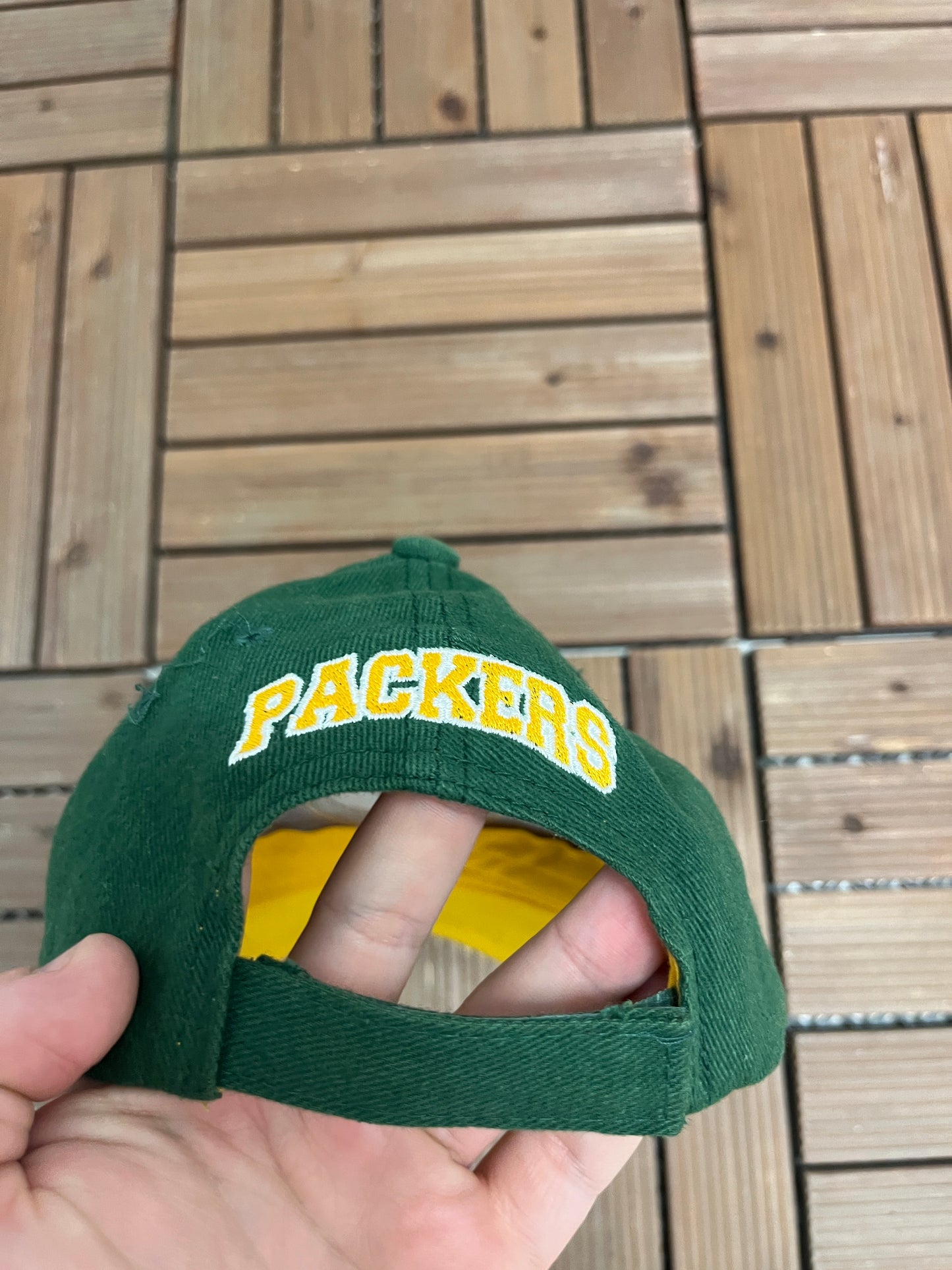 Green Bay Packers Embroidered Graphic Hat | Youth Strap Back | Vintage 2000s NFL Football Green Cap |