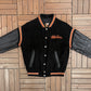 Harley Davidson Embroidered Graphic Jacket | Size Small | Vintage 1990s Black Varsity Bomber Jacket |