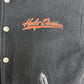 Harley Davidson Embroidered Graphic Jacket | Size Small | Vintage 1990s Black Varsity Bomber Jacket |