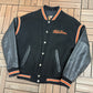 Harley Davidson Embroidered Graphic Jacket | Size Small | Vintage 1990s Black Varsity Bomber Jacket |