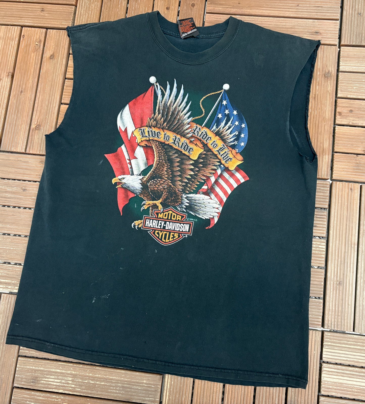 Harley Davidson Wheatley, Ontario Graphic Tee | Size X-Large | Vintage 2000s Biker Black Tank Top |