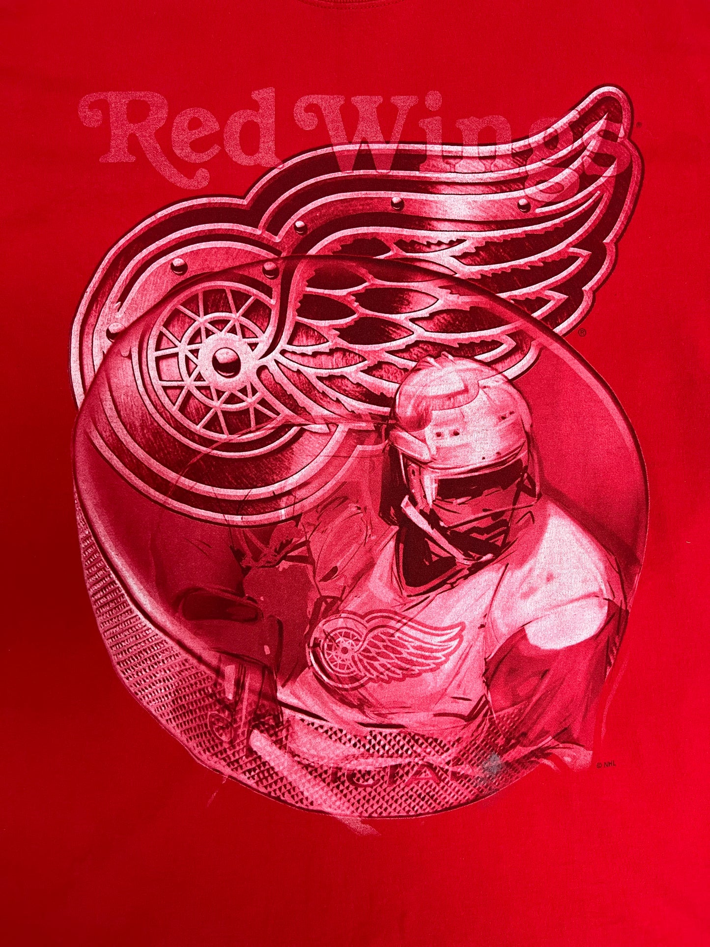 Detroit Red Wings Graphic Tee | Size Large | Vintage 1990s Pro Player NHL Hockey Red T-Shirt |