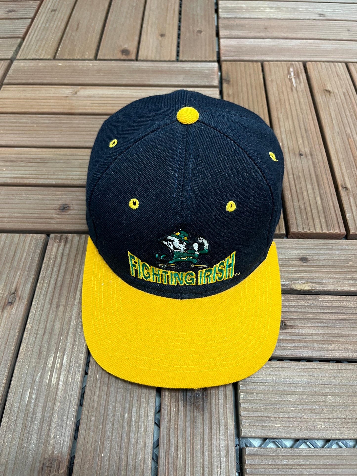 Notre Dame Fighting Irish Graphic Hat | Size 7 1/8 | Vintage 1990s College Blue Cap |