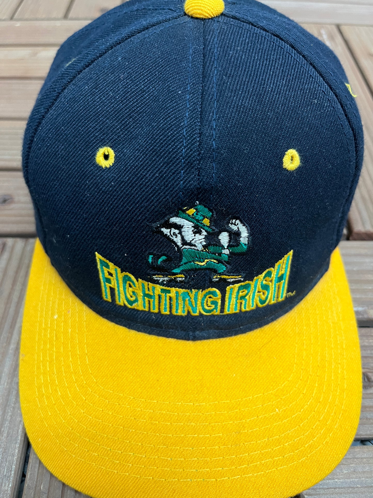 Notre Dame Fighting Irish Graphic Hat | Size 7 1/8 | Vintage 1990s College Blue Cap |