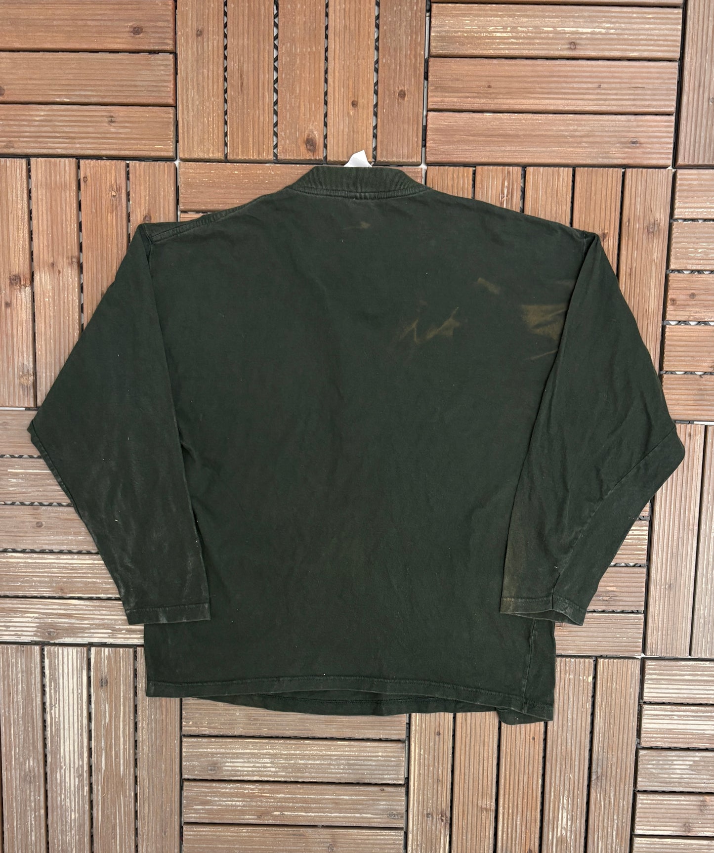 Manitoba Moose Graphic Tee | Size Large | Vintage 1990s AHL Hockey Green Long Sleeve T-Shirt |