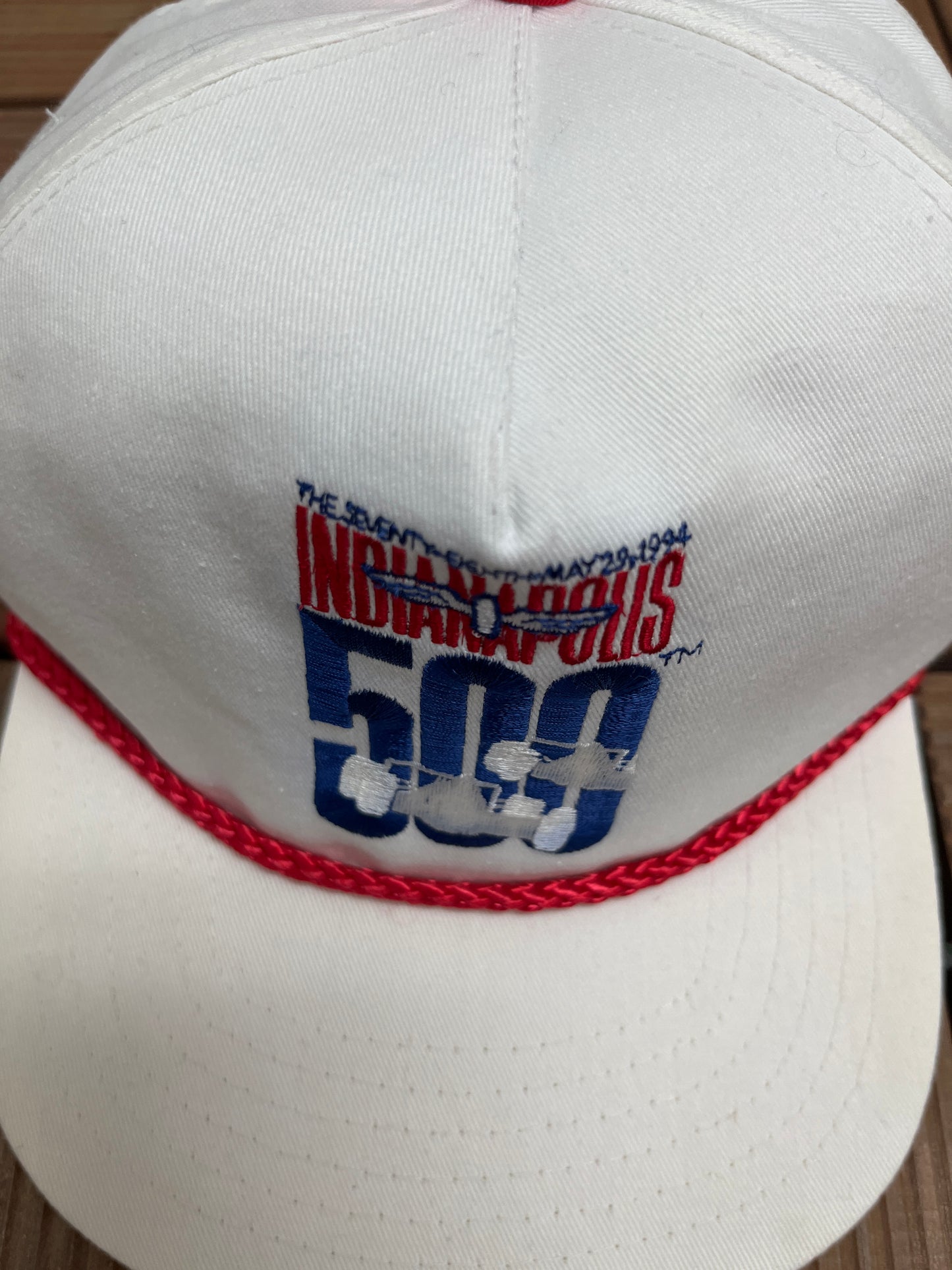 Indianapolis 500 Racing Graphic Hat | Snap Back | Vintage 1990s NASCAR Racing White Cap |