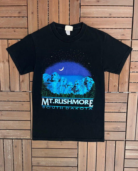 Mount Rushmore South Dakota Graphic Tee | Size Small | Vintage 2000s Tourist Black T-Shirt |