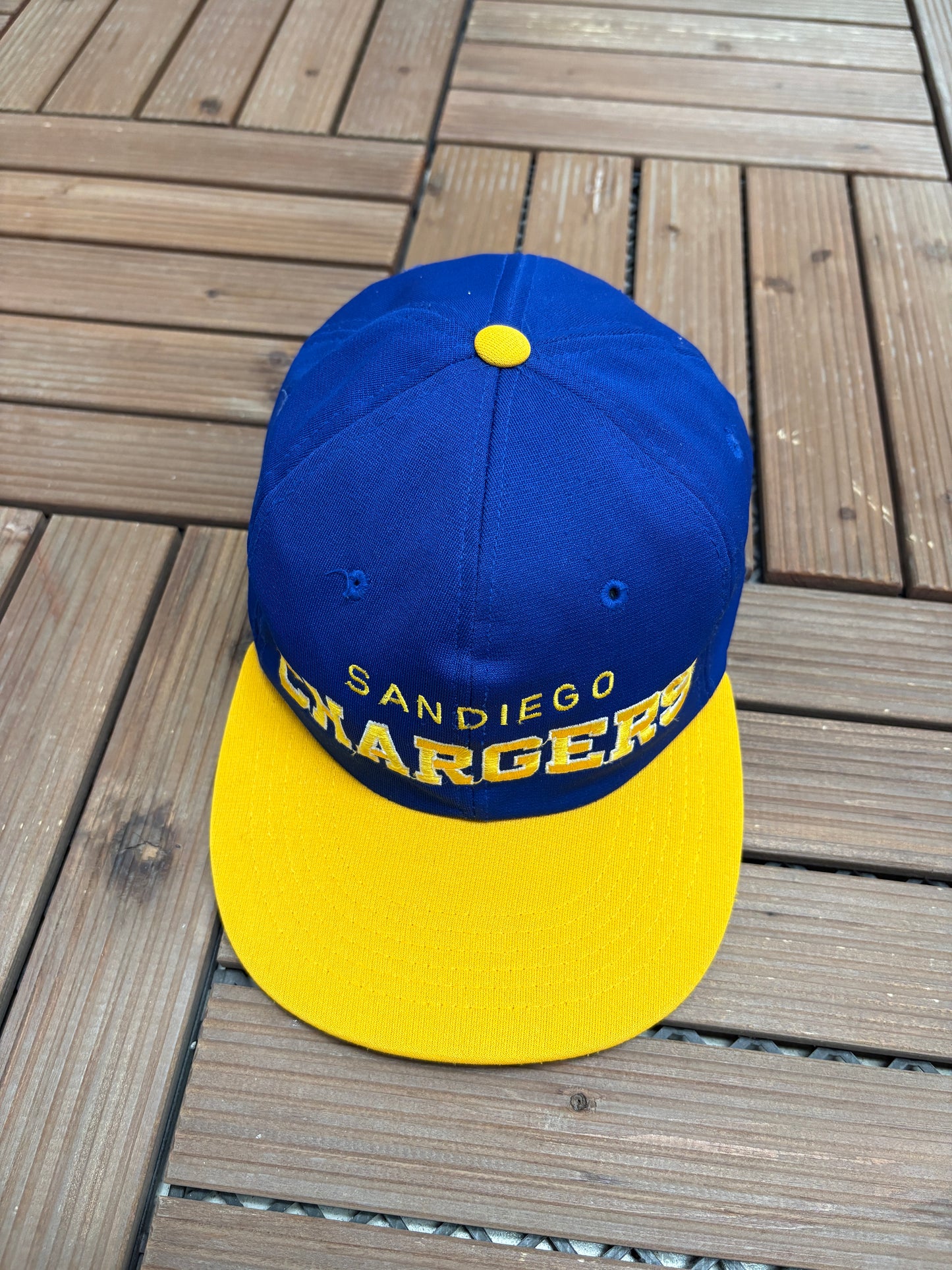 San Diego Chargers Embroidered Graphic Hat | Snap Back | Vintage 1990s NFL Football Blue Cap |