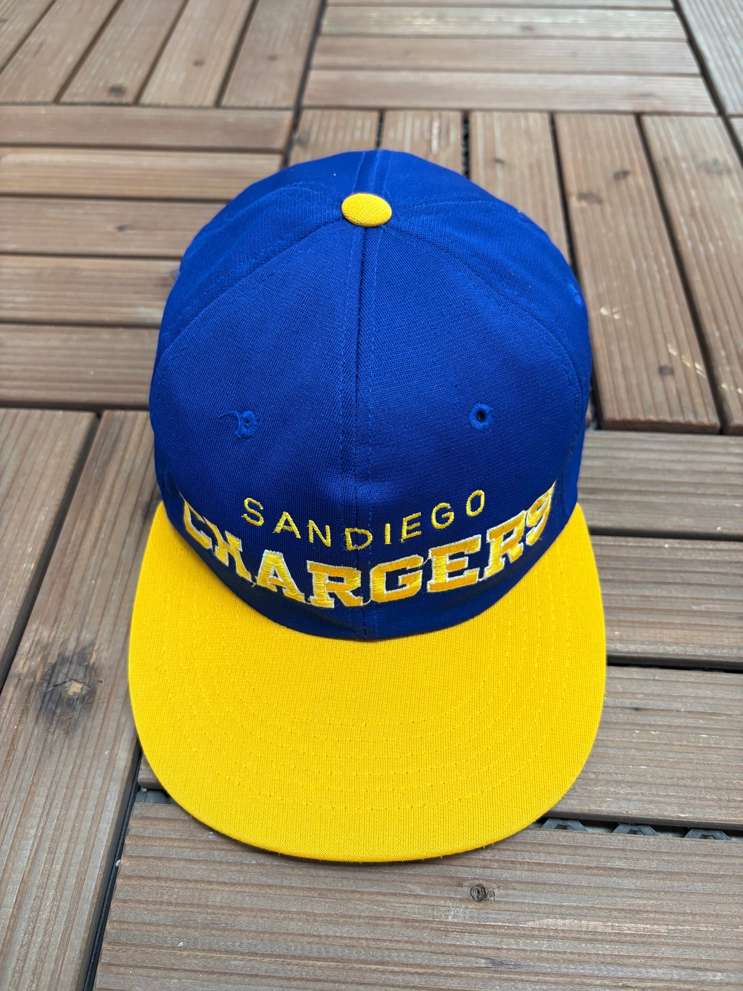 San Diego Chargers Embroidered Graphic Hat | Snap Back | Vintage 1990s NFL Football Blue Cap |