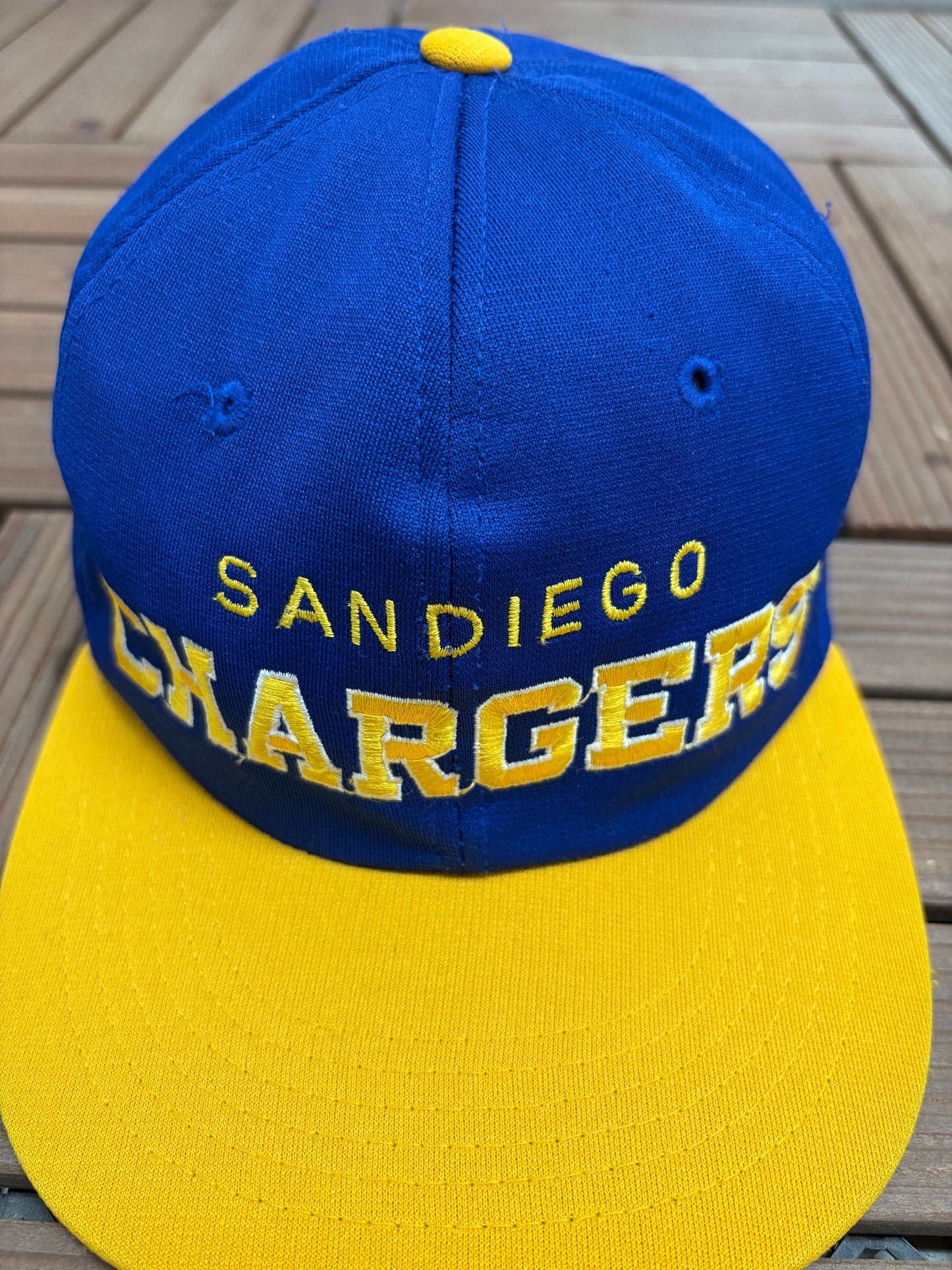 San Diego Chargers Embroidered Graphic Hat | Snap Back | Vintage 1990s NFL Football Blue Cap |