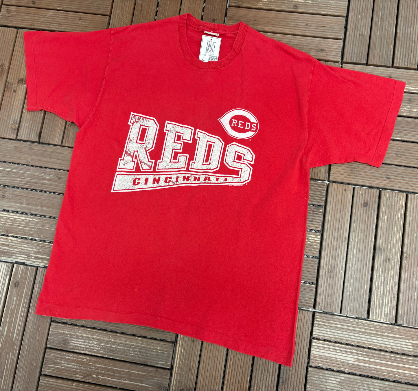 Cincinnati Reds Graphic Tee | Size X-Large | Vintage 1990s MLB Baseball Red T-Shirt |
