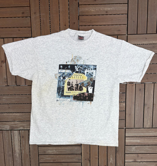 The Beatles Anthology 1 Graphic Tee | Size X-Large | Vintage 1990s Rock Band Music Grey T-Shirt |
