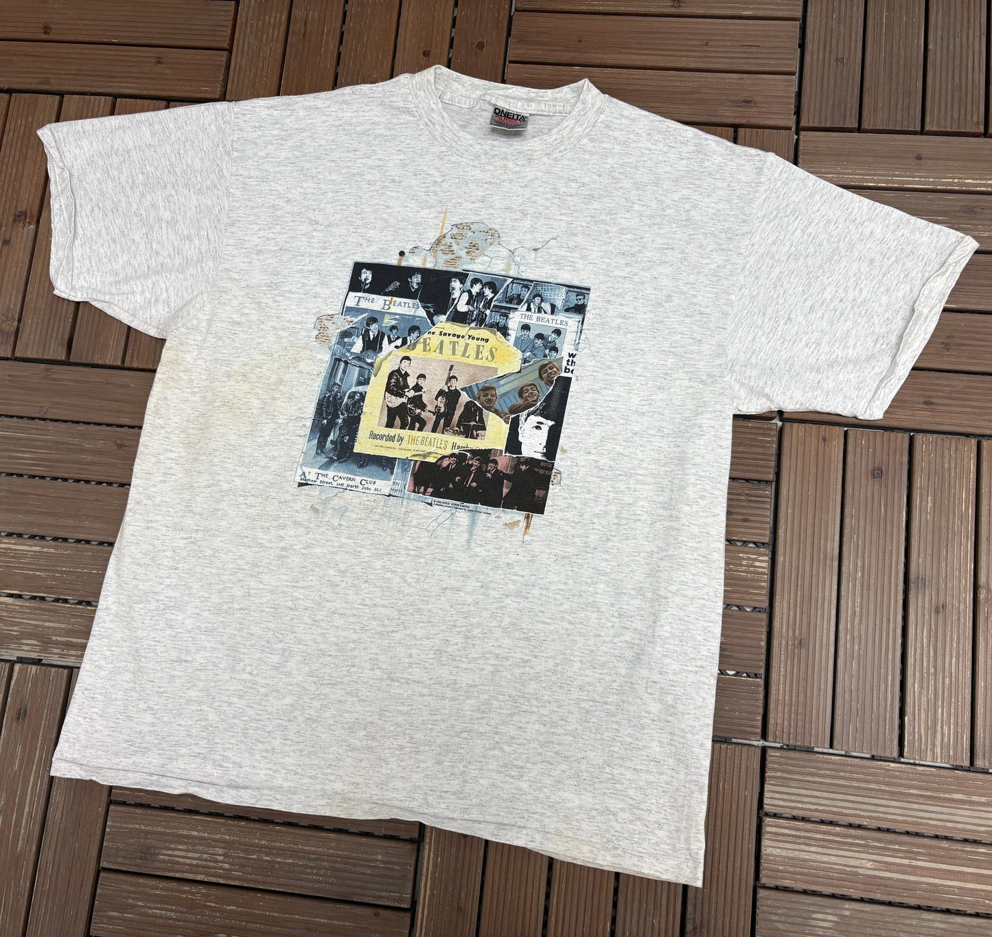 The Beatles Anthology 1 Graphic Tee | Size X-Large | Vintage 1990s Rock Band Music Grey T-Shirt |