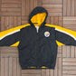 Pittsburgh Steelers Graphic Puffer Jacket | Size Youth Large | Vintage 1990s NFL Football Black Puffer Jacket |