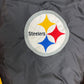 Pittsburgh Steelers Graphic Puffer Jacket | Size Youth Large | Vintage 1990s NFL Football Black Puffer Jacket |