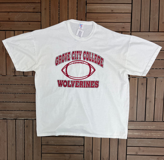 Grove City College Wolverines Football Graphic Tee | Size XX-Large | Vintage 1990s College Sports White T-Shirt | Free Shipping to USA|