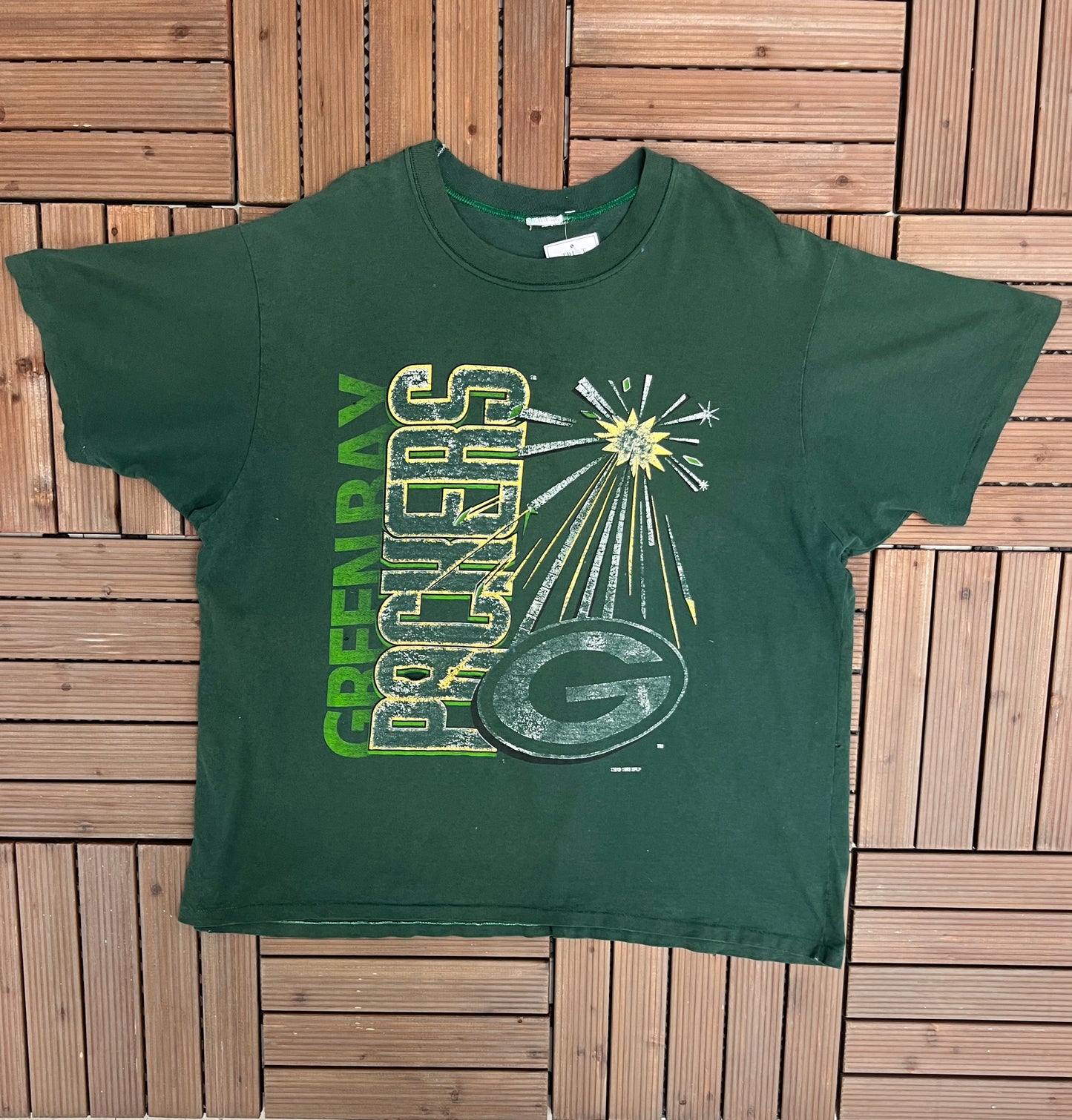 Green Bay Packers Graphic Tee | Size XX-Large | Vintage 1990s NFL Football Single Stitch Distressed Green T-Shirt |