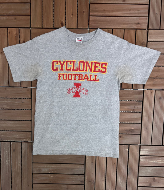 Iowa State Cyclones Football Graphic Tee | Size Medium | Vintage 2000s College Sports Grey T-Shirt |