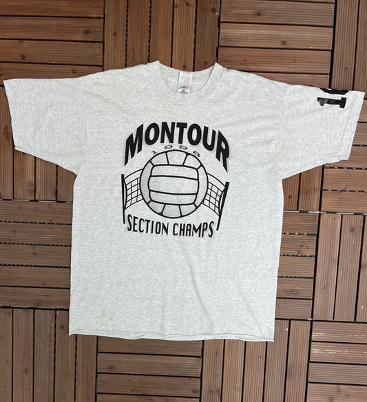 Montour Volleyball Section Champs 1998 Graphic Tee | Size X-Large | Vintage 1990s Promotional Grey T-Shirt |