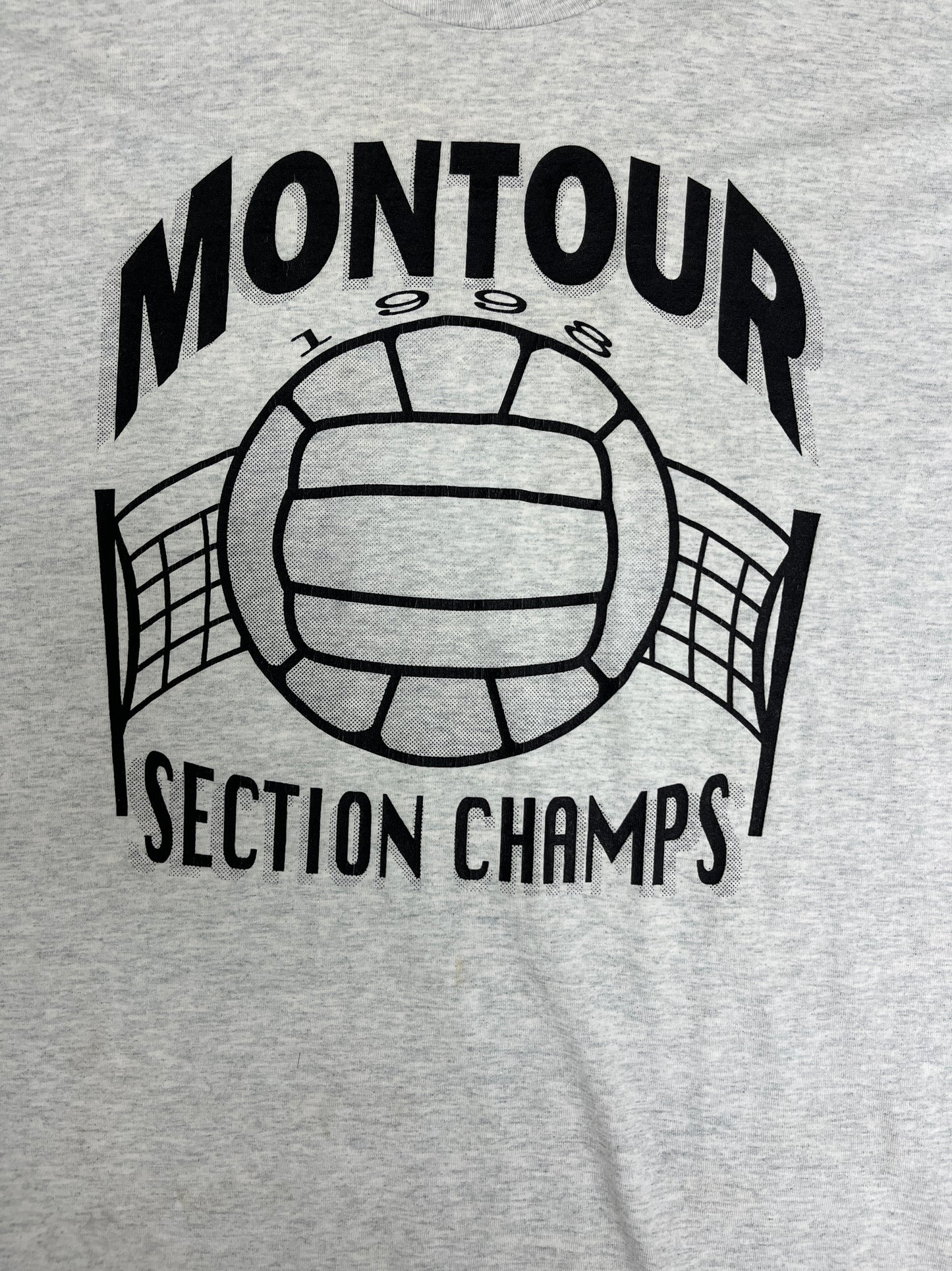 Montour Volleyball Section Champs 1998 Graphic Tee | Size X-Large | Vintage 1990s Promotional Grey T-Shirt |
