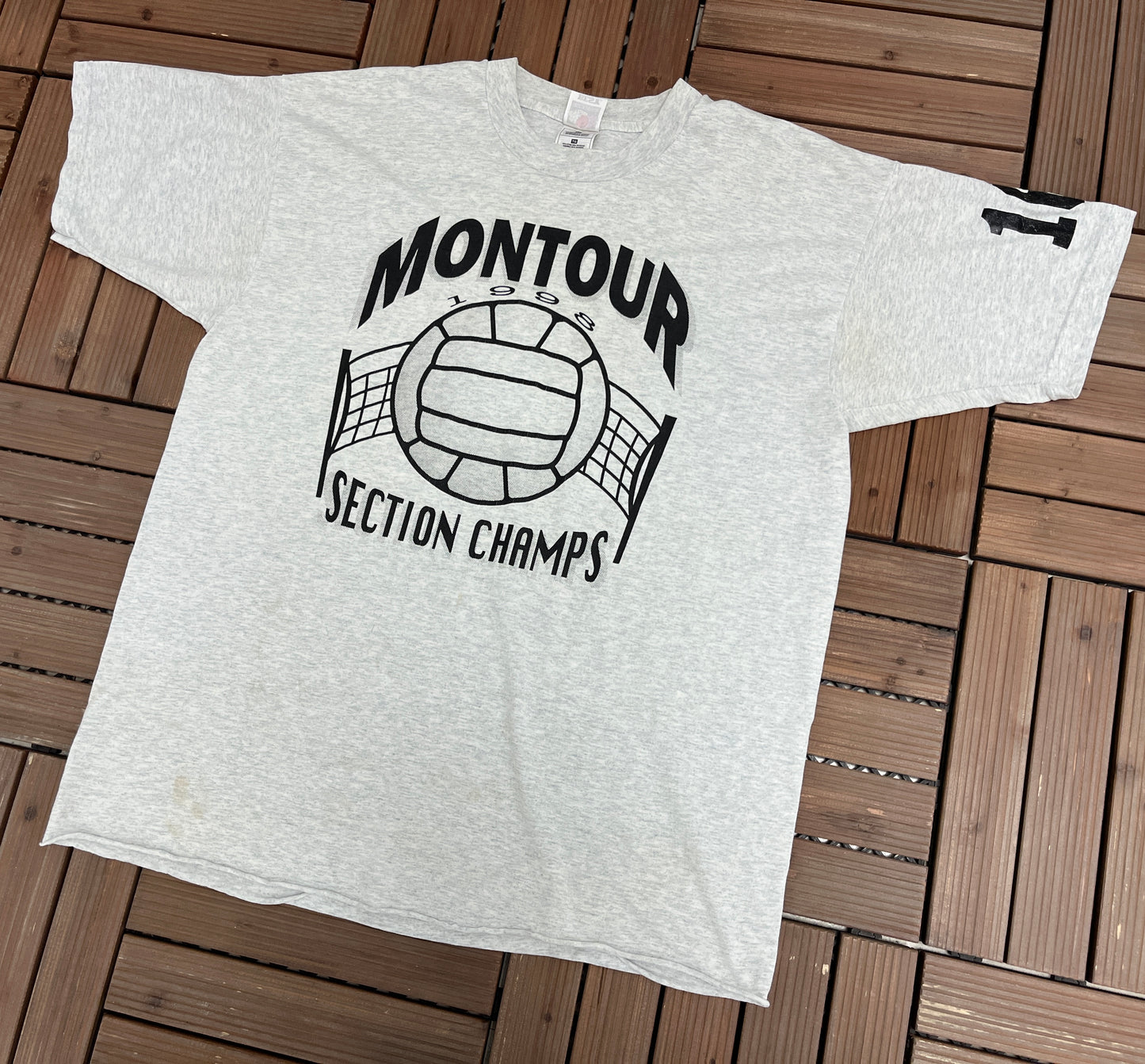 Montour Volleyball Section Champs 1998 Graphic Tee | Size X-Large | Vintage 1990s Promotional Grey T-Shirt |