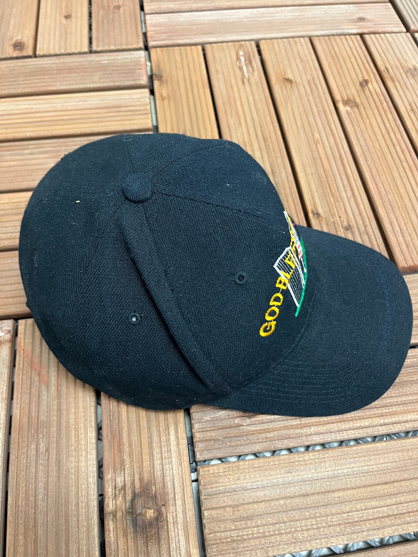 God Bless America Embroidered Graphic Hat | Adjustable With Strap Back | Vintage Promotional Black Cap | Free Shipping to America |