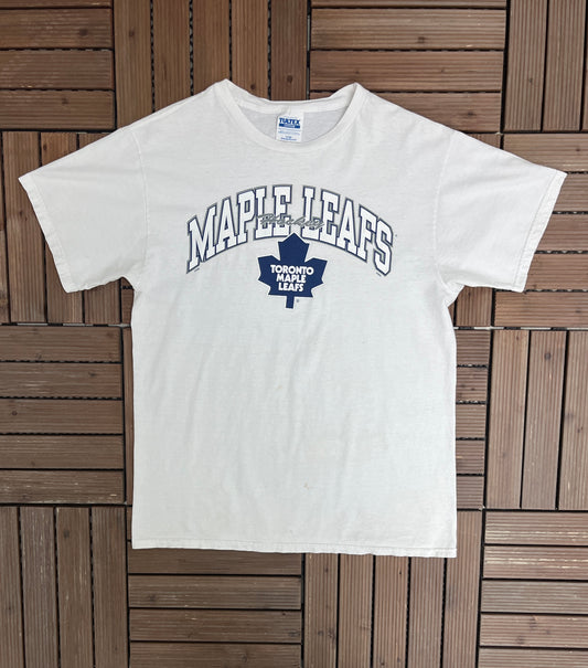 Toronto Maple Leafs Hockey Graphic Tee | Size Large | Vintage 2000s NHL Hockey White T-Shirt |