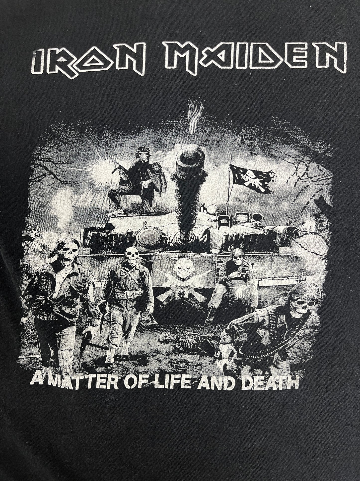 Iron Maiden A Matter Of Life And Death Graphic Tee | Size Large | Retro Heavy Metal Music Black T-Shirt |