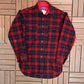 Pendleton Pure Virgin Wool Grey Flannel Shirt | Size Large | Vintage 1990s Red Button Down | Made in USA |
