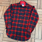 Pendleton Pure Virgin Wool Grey Flannel Shirt | Size Large | Vintage 1990s Red Button Down | Made in USA |