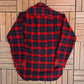 Pendleton Pure Virgin Wool Grey Flannel Shirt | Size Large | Vintage 1990s Red Button Down | Made in USA |