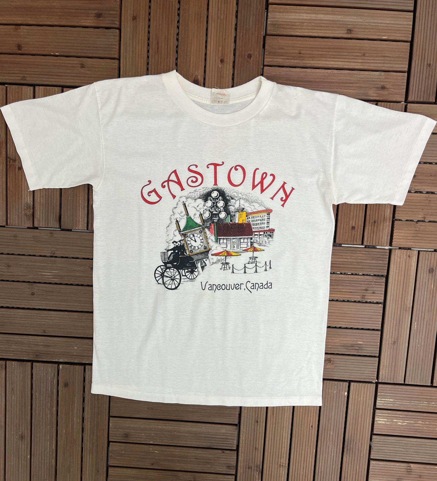 Gastown, Vancouver Graphic Tee | Size Large | Vintage 1990s Made in Canada Tourist White T-Shirt |