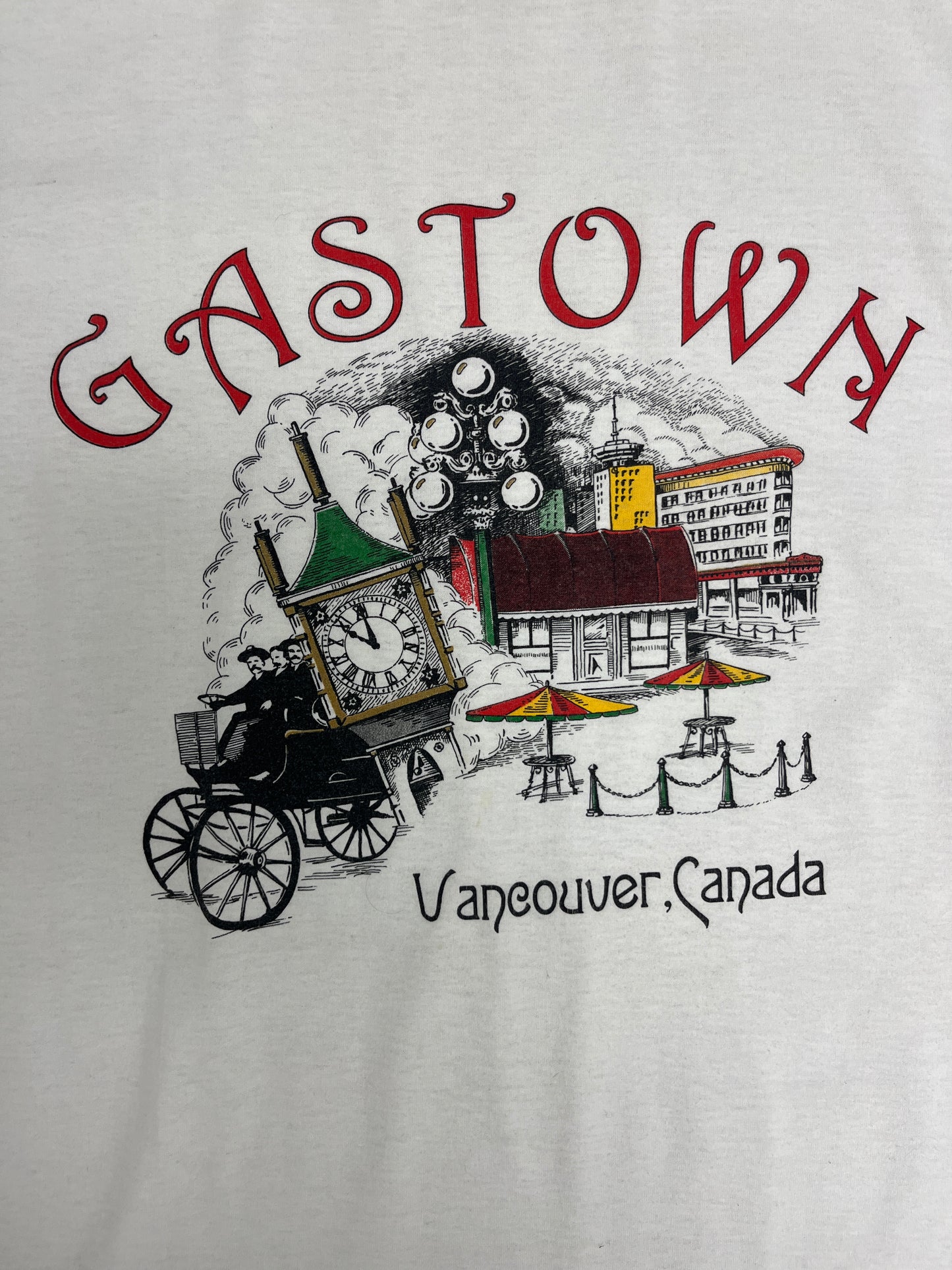 Gastown, Vancouver Graphic Tee | Size Large | Vintage 1990s Made in Canada Tourist White T-Shirt |