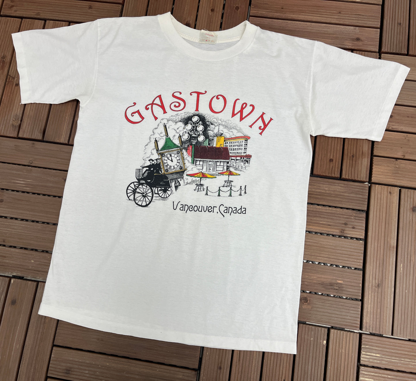 Gastown, Vancouver Graphic Tee | Size Large | Vintage 1990s Made in Canada Tourist White T-Shirt |