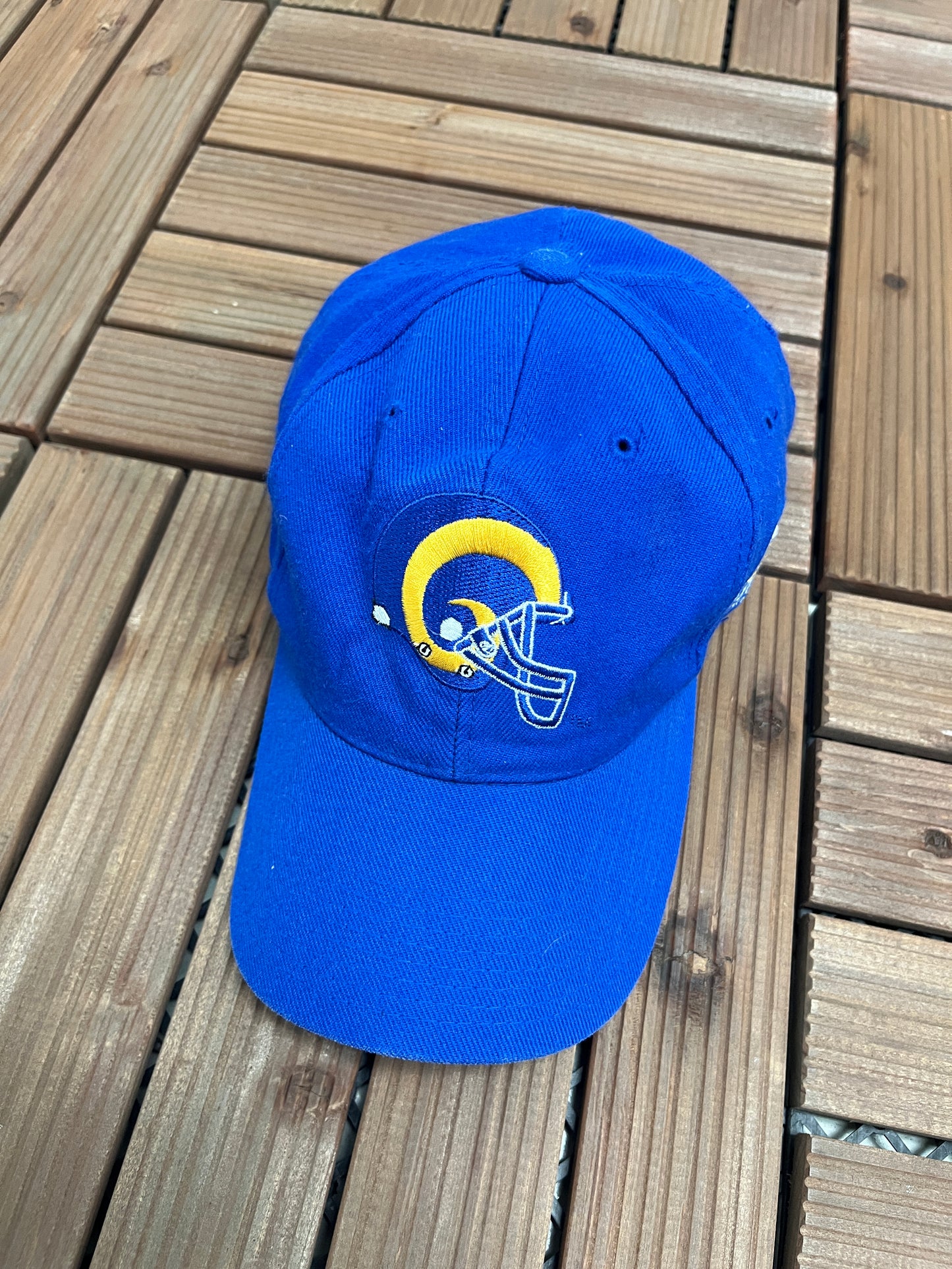 St. Louis Rams Embroidered Graphic Hat | Snap Back | Vintage 1990s Sports Specialties Blue NFL Football Cap |