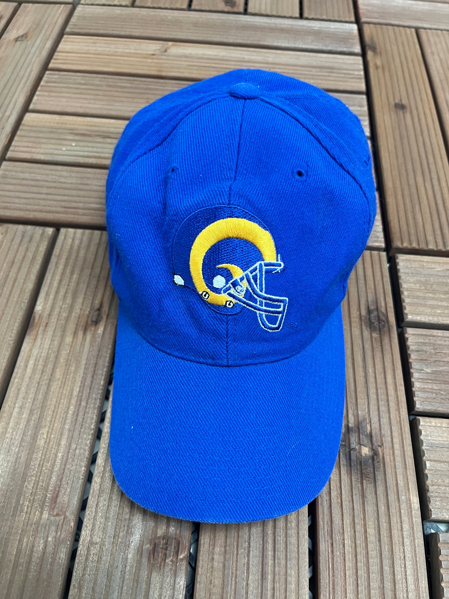 St. Louis Rams Embroidered Graphic Hat | Snap Back | Vintage 1990s Sports Specialties Blue NFL Football Cap |