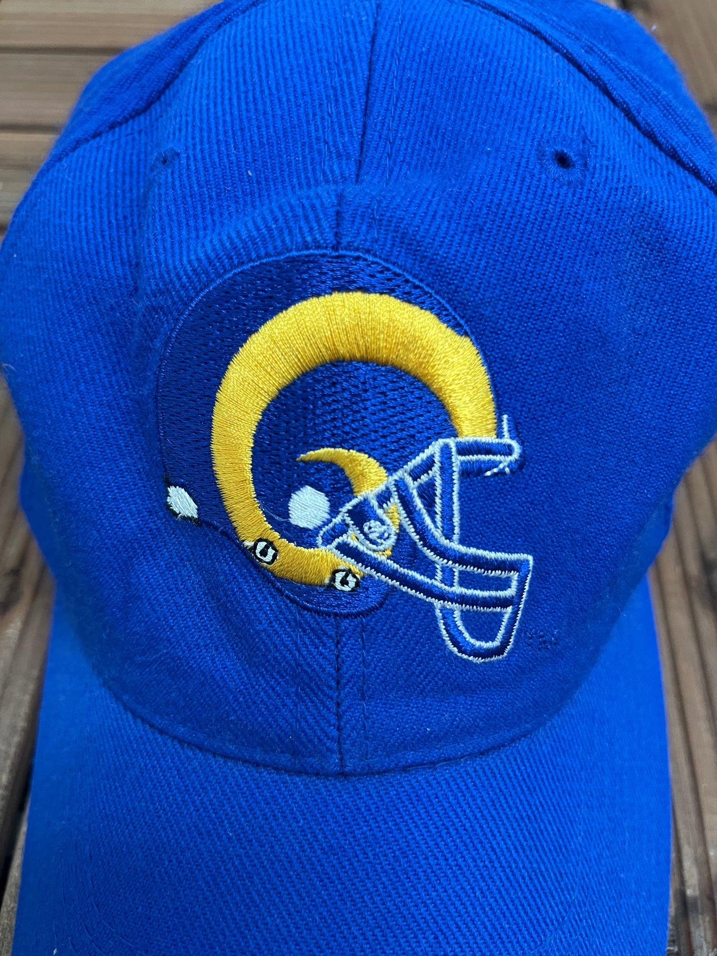 St. Louis Rams Embroidered Graphic Hat | Snap Back | Vintage 1990s Sports Specialties Blue NFL Football Cap |