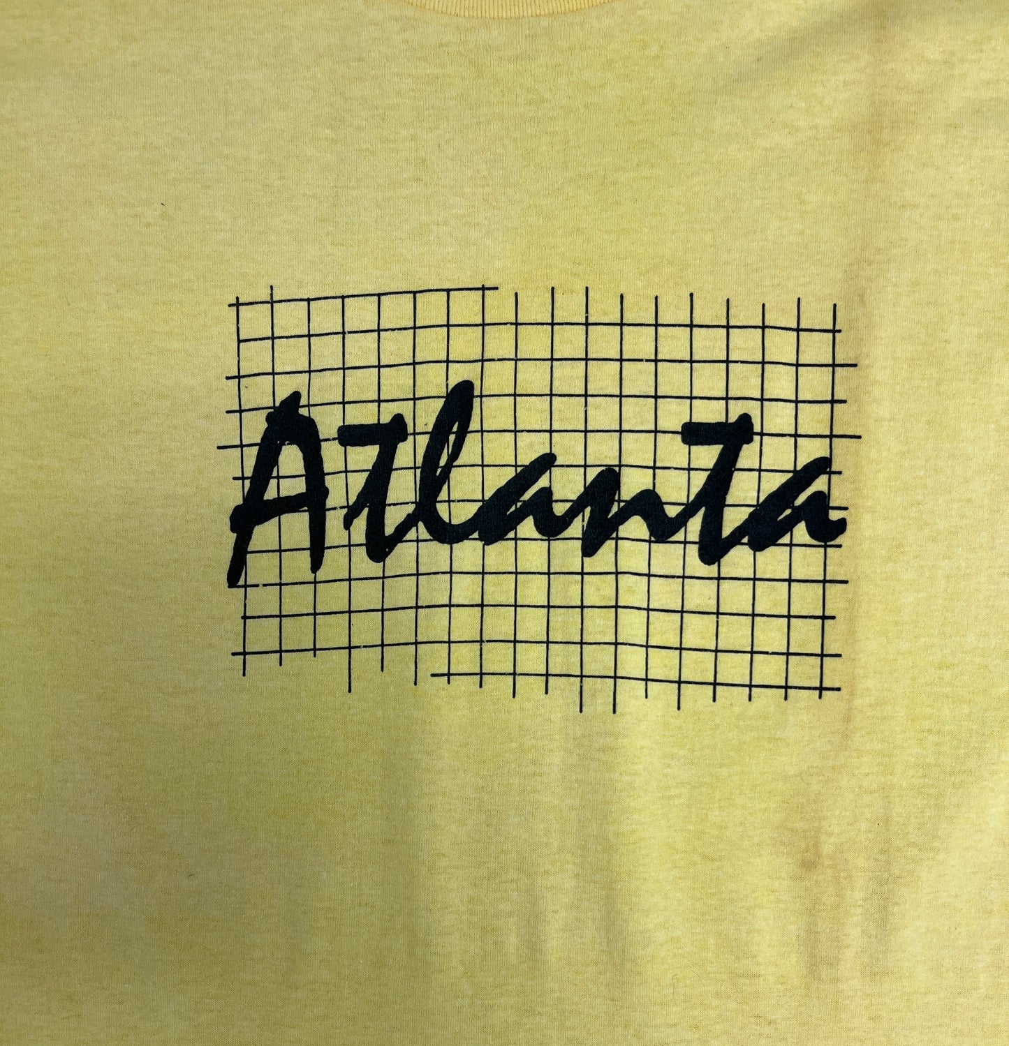 Atlanta Spell Out Graphic Tee | Size X-Large | Vintage 1990s Made in USA Yellow T-Shirt |