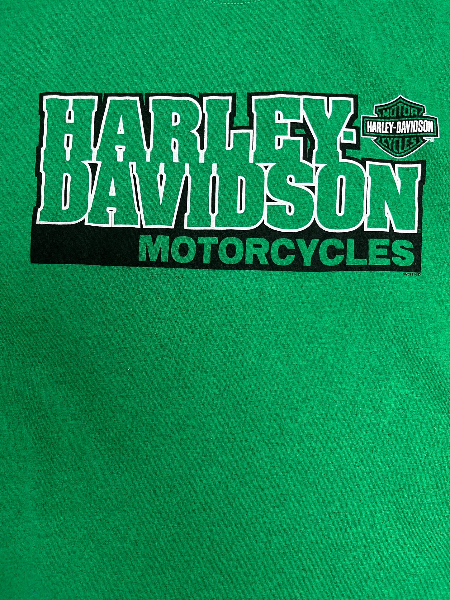 Harley Davidson Oshawa, Ontario Graphic Tee | Size Large | Vintage 2000s Biker Green T-Shirt |