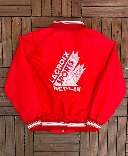 Lacroix Sports Nepean Graphic Jacket | Size Large | Vintage 1990s Varsity Style Bomber Jacket |