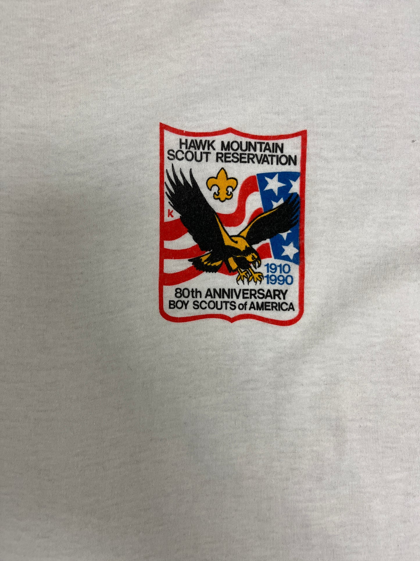 Hawk Mountain Scout Reservation Graphic Tee | Size Large | Vintage 1990s Single Stitch White T-Shirt |